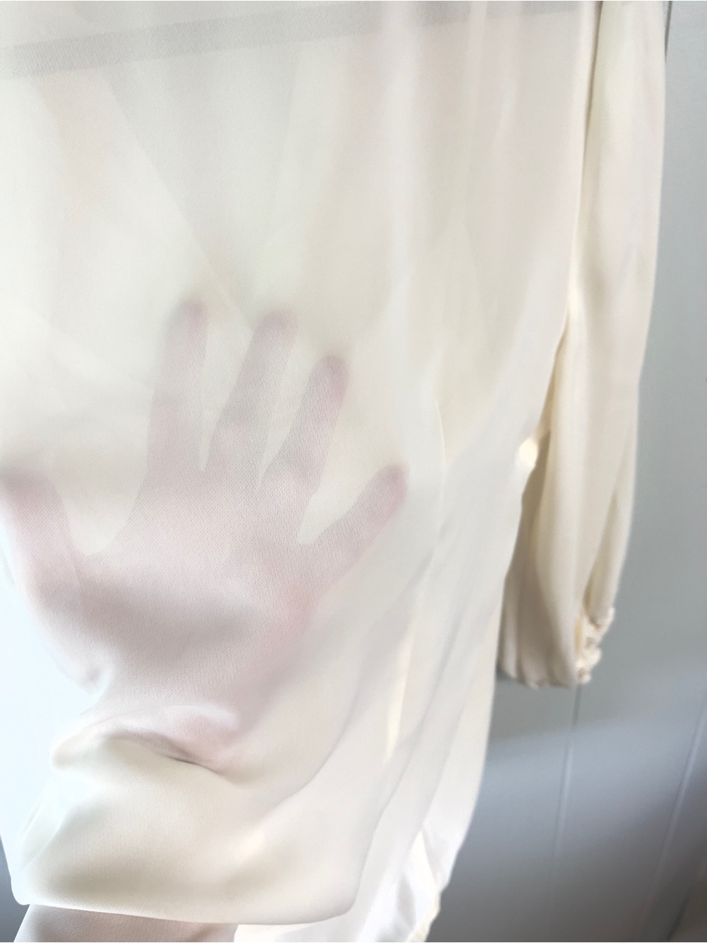 Soft sheer elegant romantic cream ruffle blouse with camisole - Picture 12 of 12